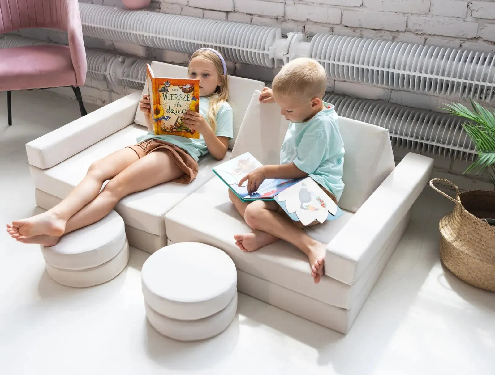 10 Piece Montessori Modular Soft Play Set | Foam Building Blocks | Sofa Chair | 3 Colour Choices