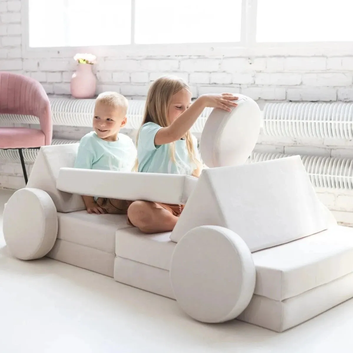 10 Piece Montessori Modular Soft Play Set | Foam Building Blocks | Sofa Chair | 3 Colour Choices