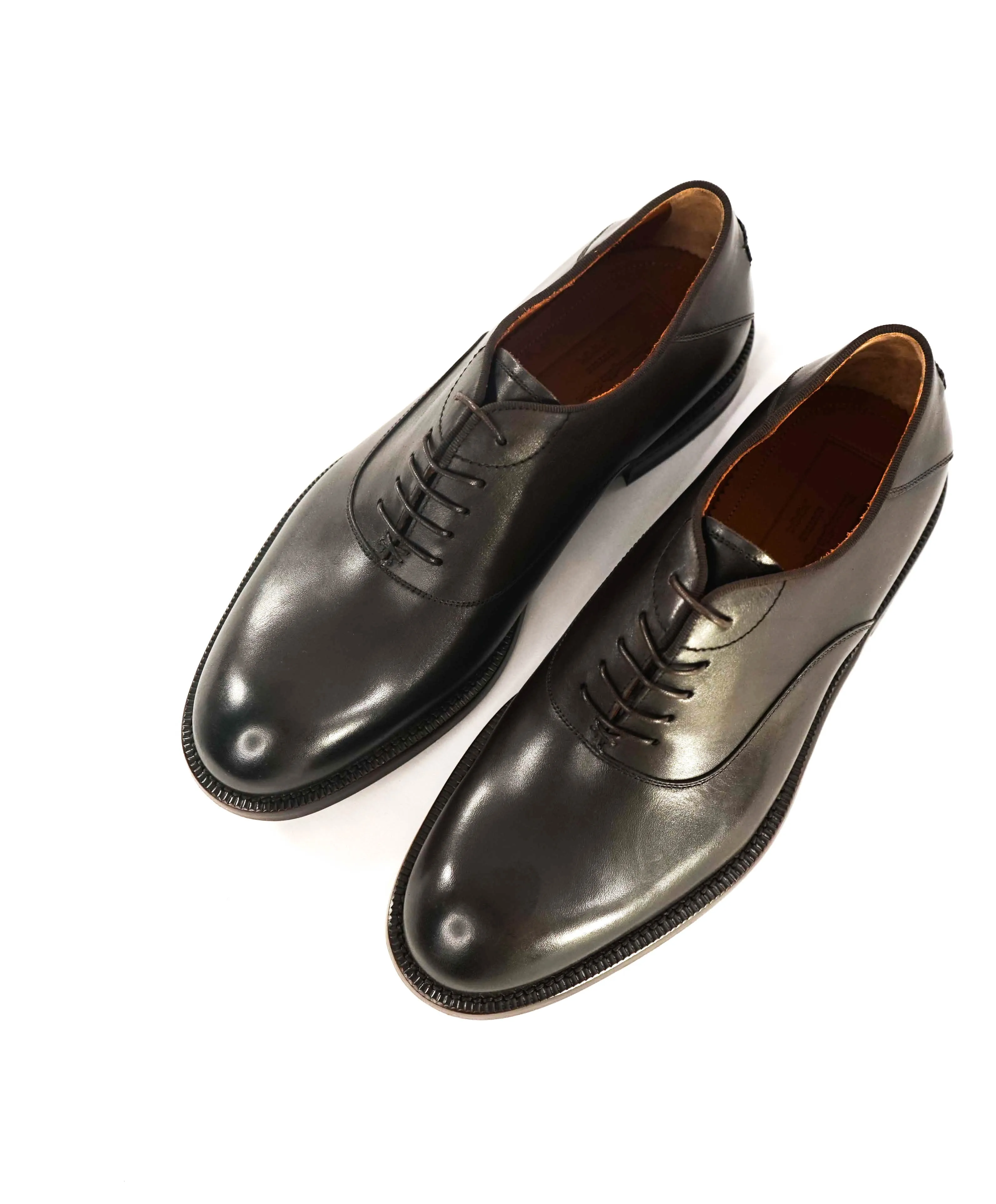 $1,290 ERMENEGILDO ZEGNA - WholeCut Brown Leather "X Logo Back" Oxfords - 7 US