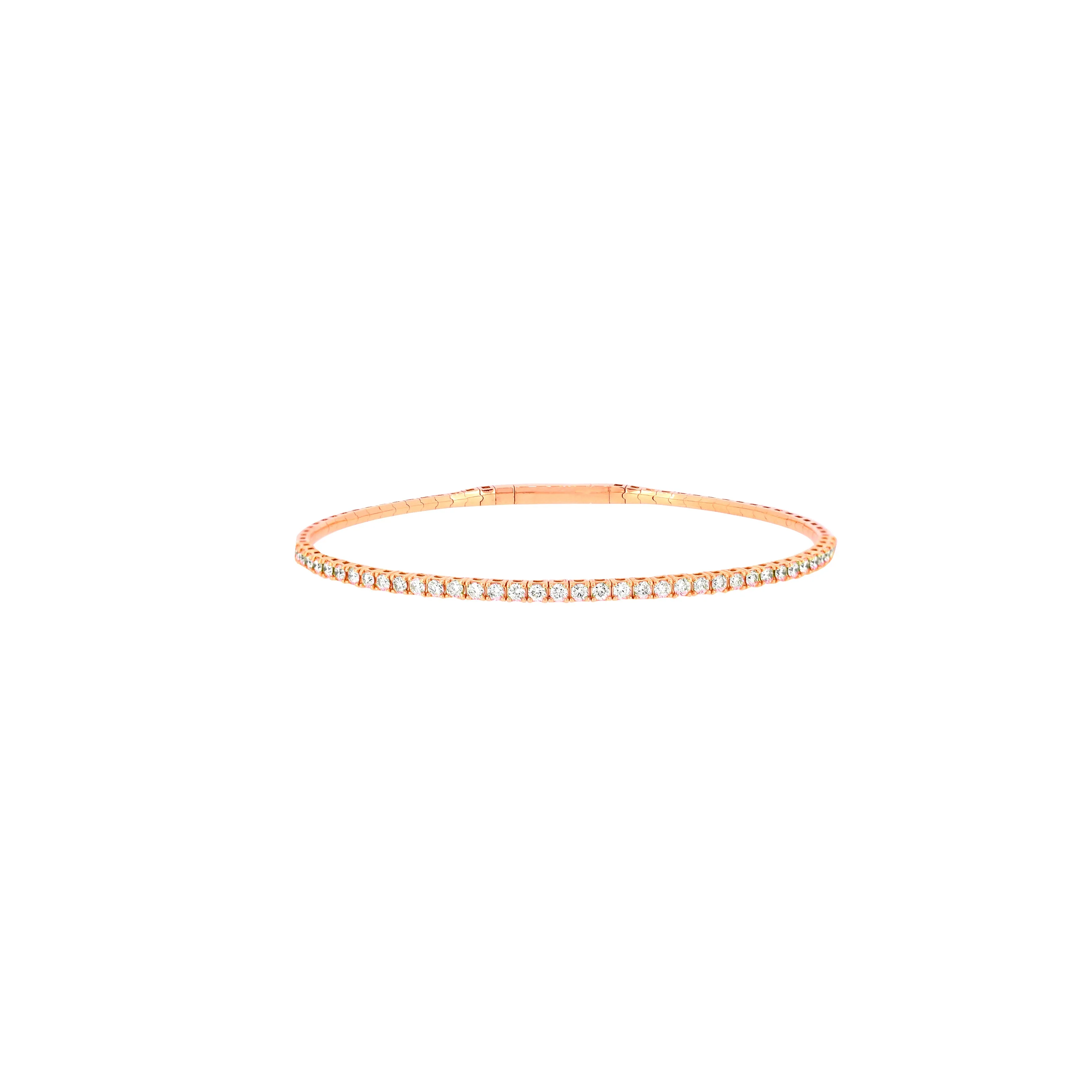 14 Karat Rosé Gold Flexible Bangle with Diamonds