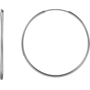 14K White Gold 30 mm Flexible Endless Huggie Earrings