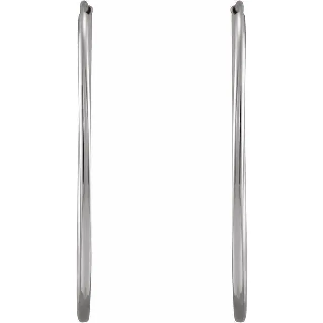 14K White Gold 30 mm Flexible Endless Huggie Earrings