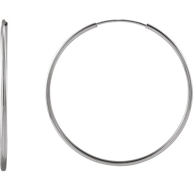 14K White Gold 30 mm Flexible Endless Huggie Earrings