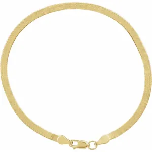 14K Yellow Flexible Snake/ Herringbone Chain 7" Bracelet