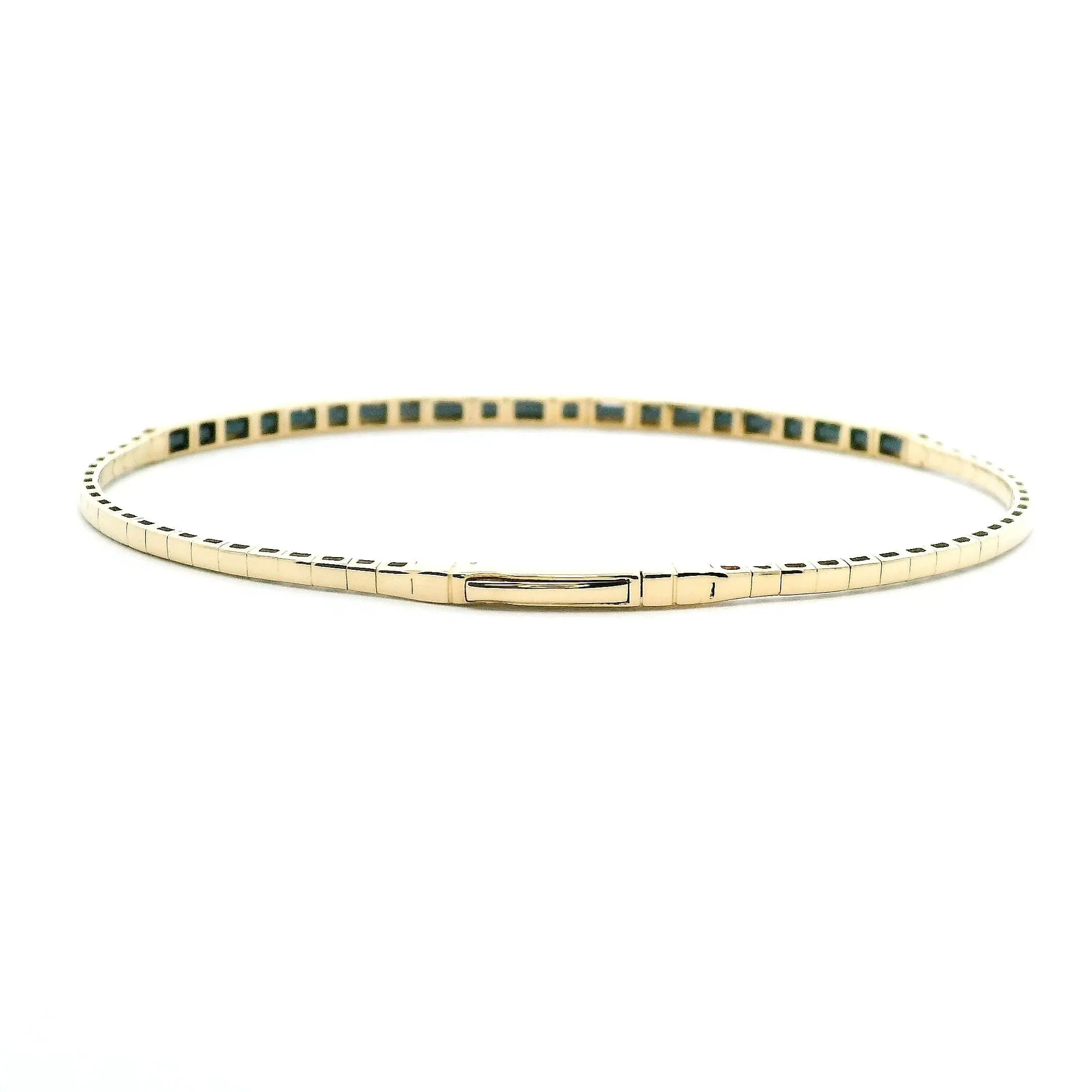 14K Yellow Gold 0.47cttw. Baguette & Round Diamond Flexible Bangle Bracelet