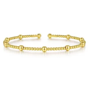 14K Yellow Gold Flexible Beaded Bangle