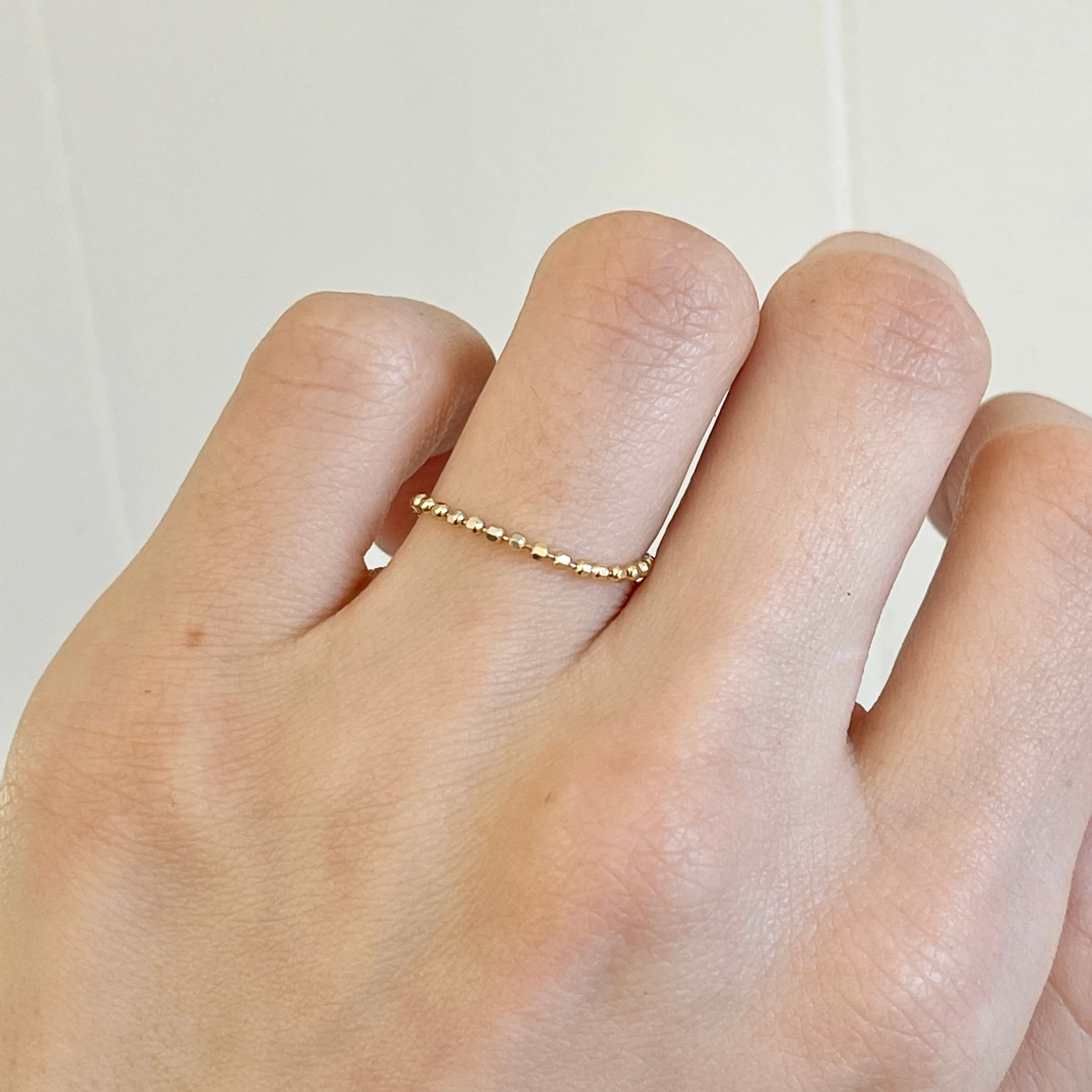 14KT Yellow Gold Diamond-Cut Beaded Flexible Ring