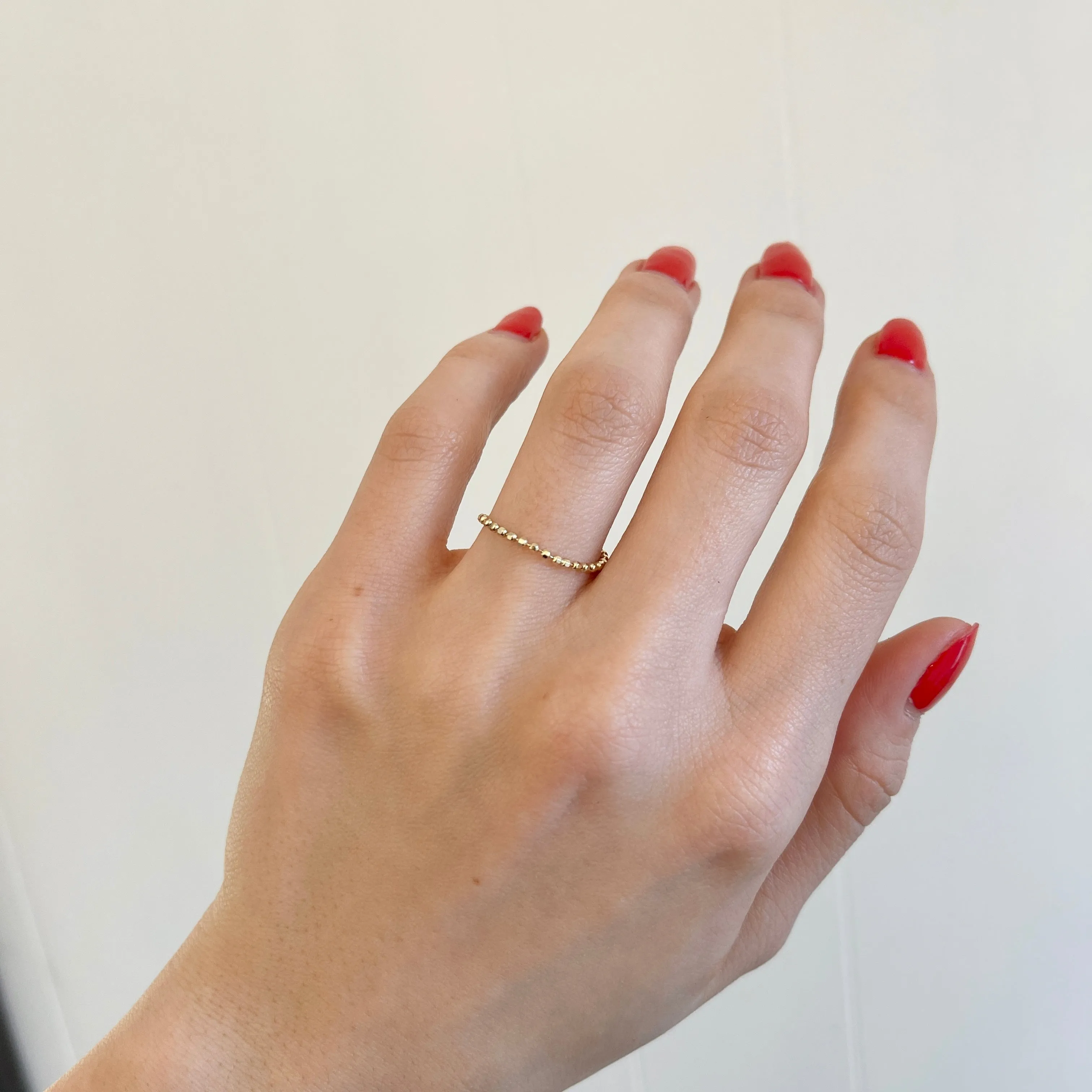 14KT Yellow Gold Diamond-Cut Beaded Flexible Ring
