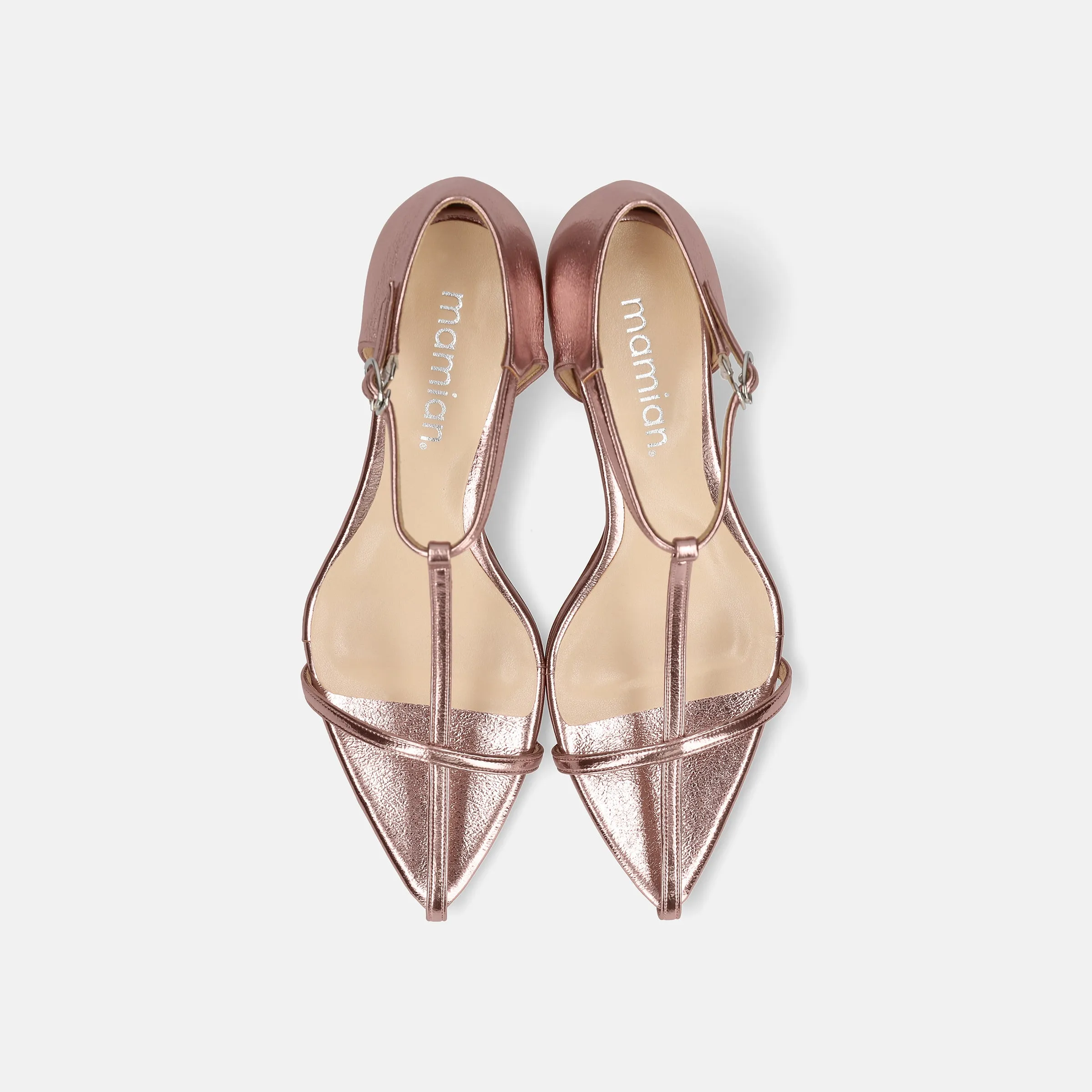 15% OFF: 2024SS: T-strap pointed sandals (m50011) pink gold