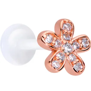 16 Gauge 5/16 Clear Gem Flexible Bioplast Hippie Flower Labret Monroe Tragus