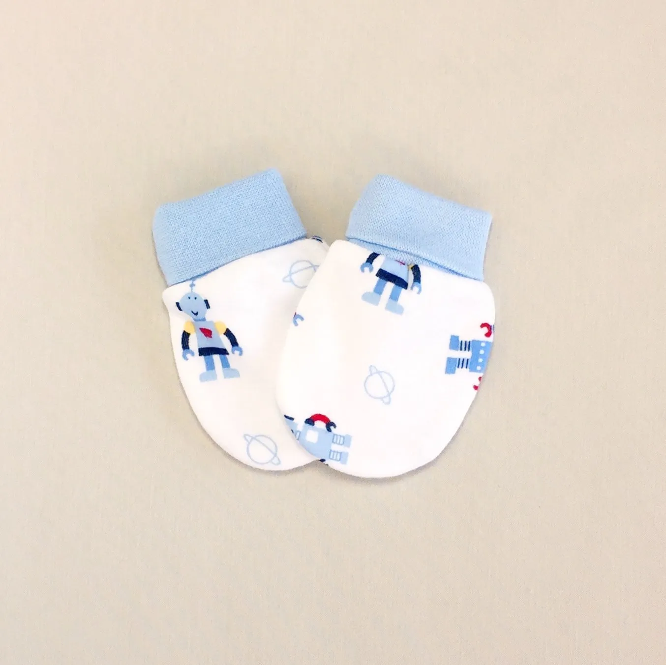4pc Blue Robots T-Shirt, Leggings, Mittens and Booties Set
