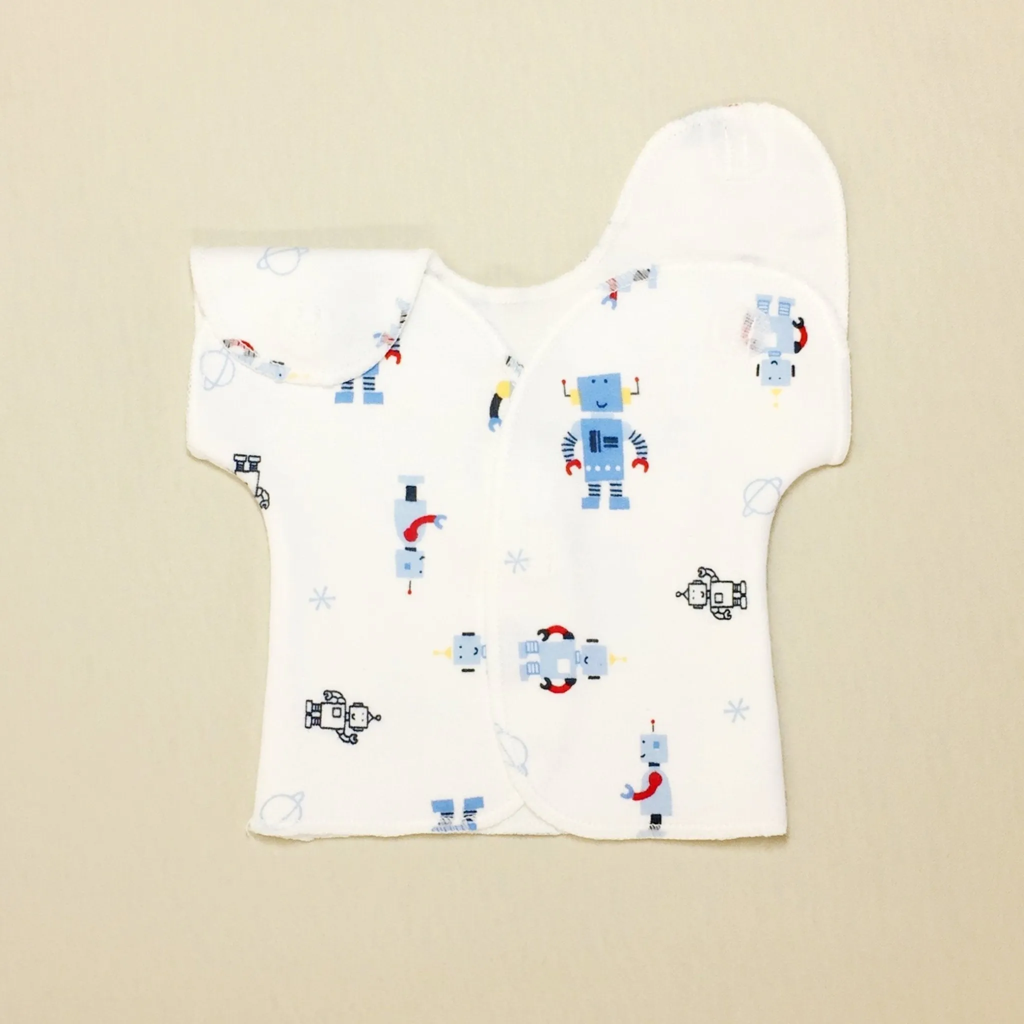 4pc Blue Robots T-Shirt, Leggings, Mittens and Booties Set