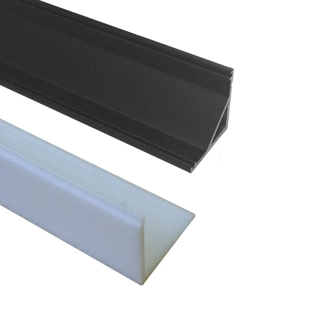 5/10/25/50 Pack Black V01 16x16mm V-Shape Vertical Angle Cover Internal Width 12mm Corner Mounting LED Aluminum Channel with End Caps and Mounting Clips Aluminum Extrusion