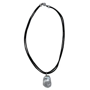 605-10 | BLACK SUEDE CHOKER w/STONE PEARL