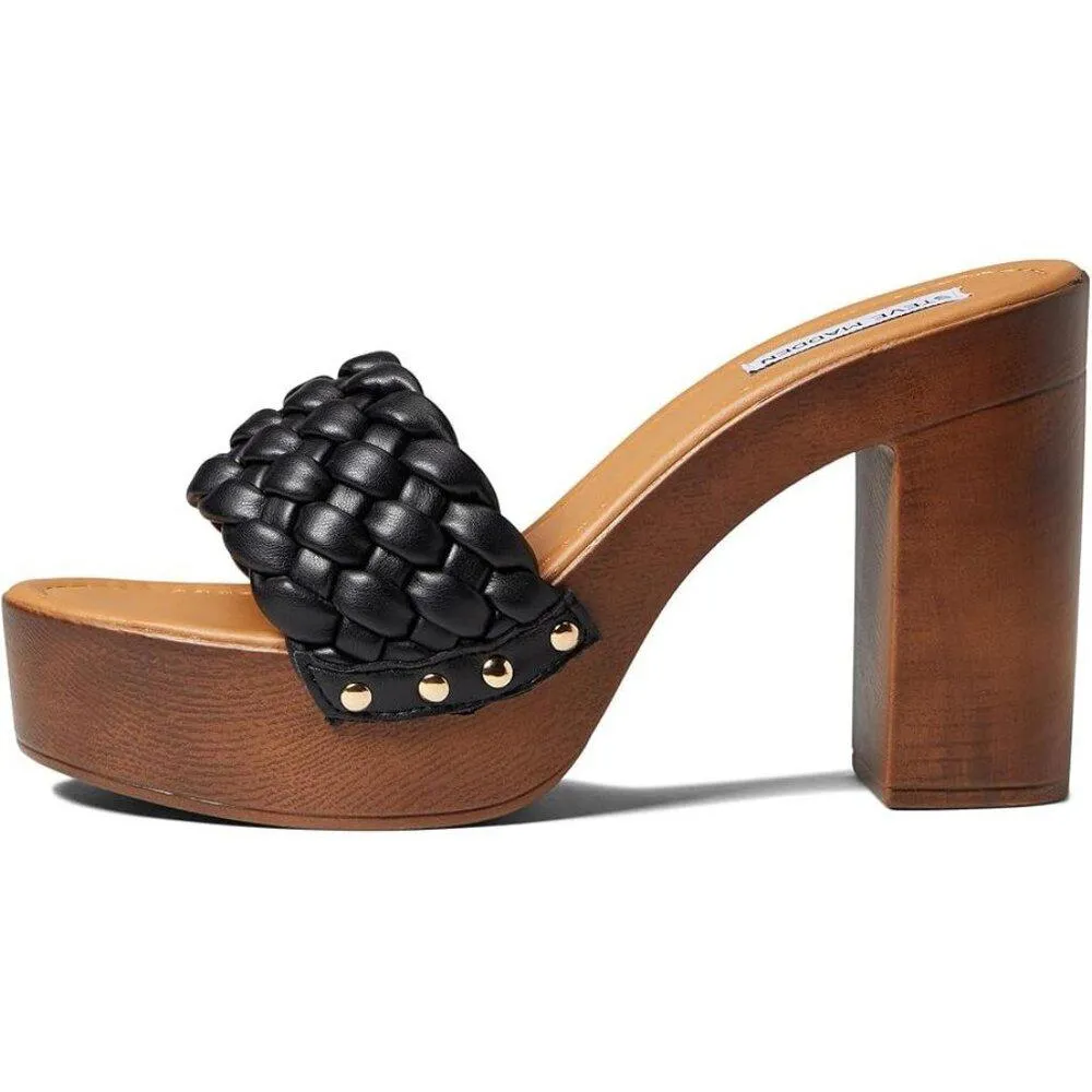 Amazed Black Woven Heeled Sandals
