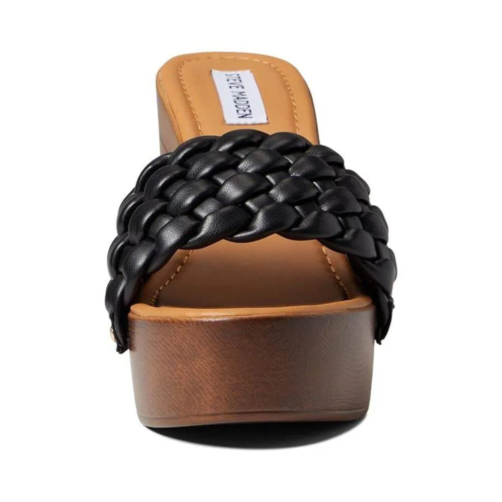 Amazed Black Woven Heeled Sandals
