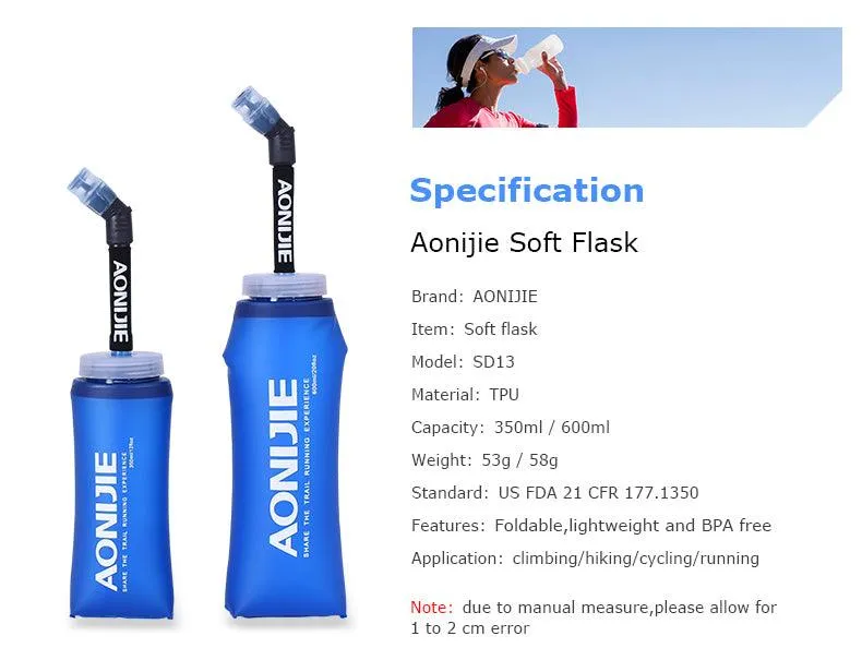 AONIJIE SD13 600ml Hydration Soft Flask with Straw