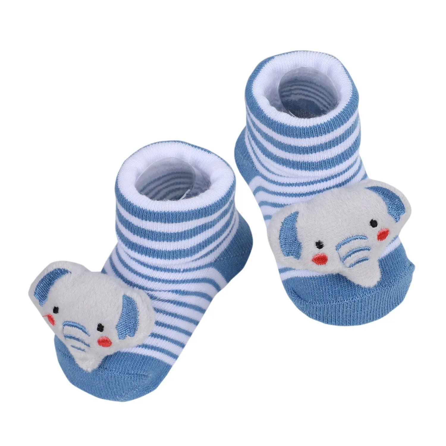 Baby Moo Elephant Trunk Cotton Anti-Skid 3D Socks - Blue