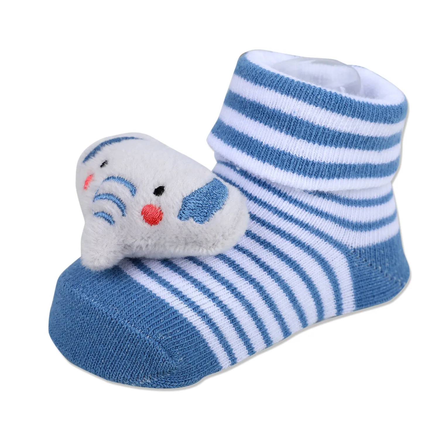 Baby Moo Elephant Trunk Cotton Anti-Skid 3D Socks - Blue
