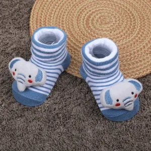Baby Moo Elephant Trunk Cotton Anti-Skid 3D Socks - Blue