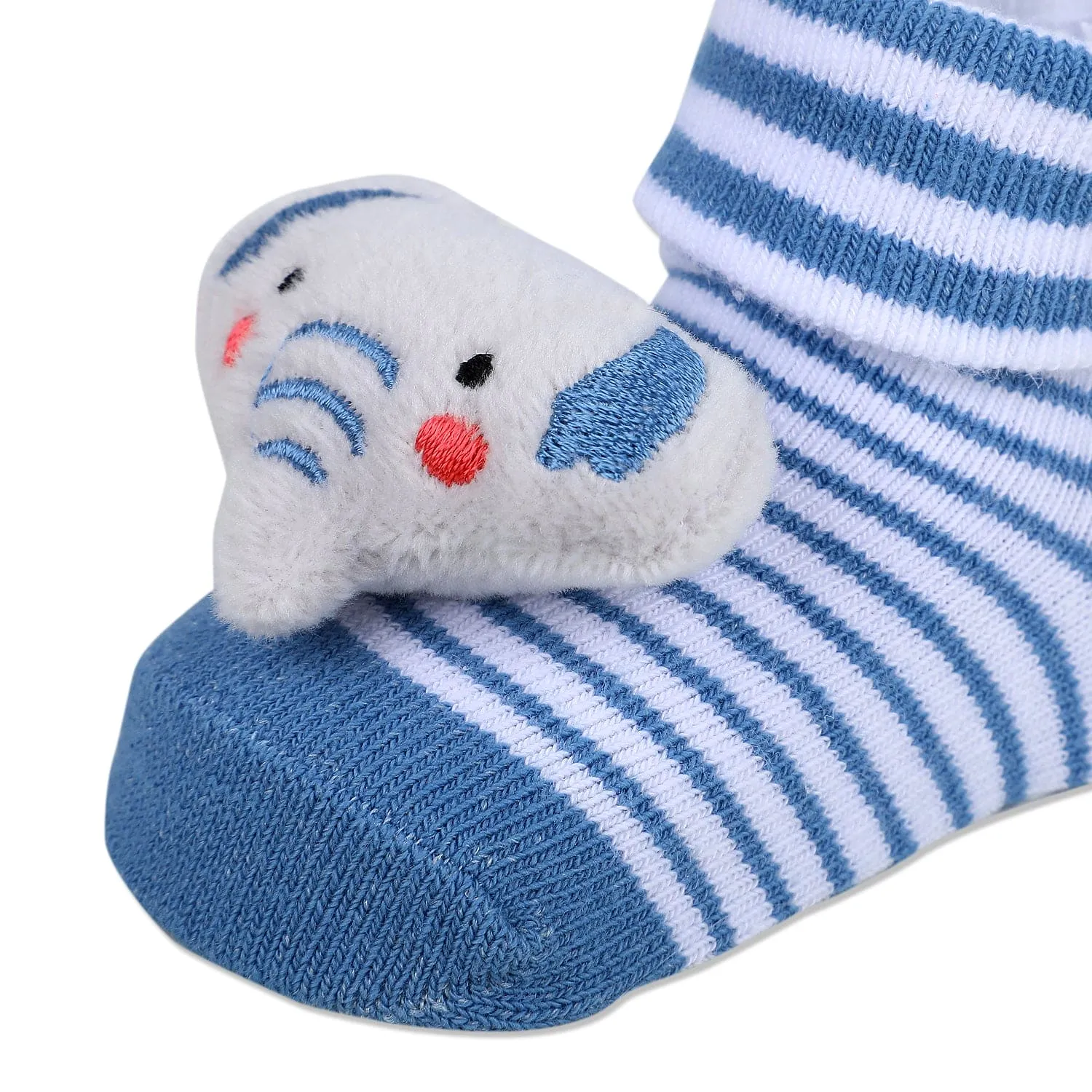 Baby Moo Elephant Trunk Cotton Anti-Skid 3D Socks - Blue