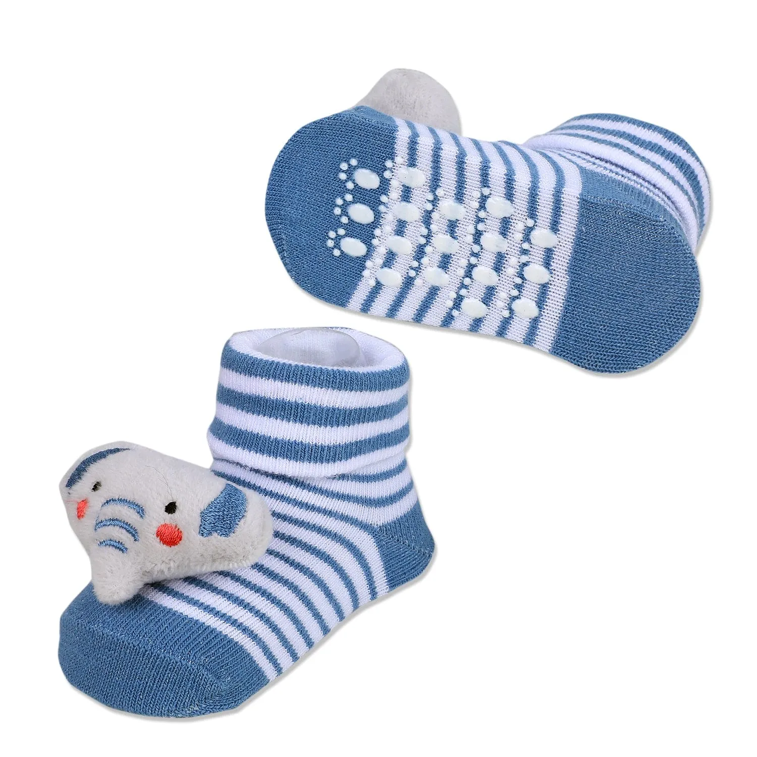Baby Moo Elephant Trunk Cotton Anti-Skid 3D Socks - Blue