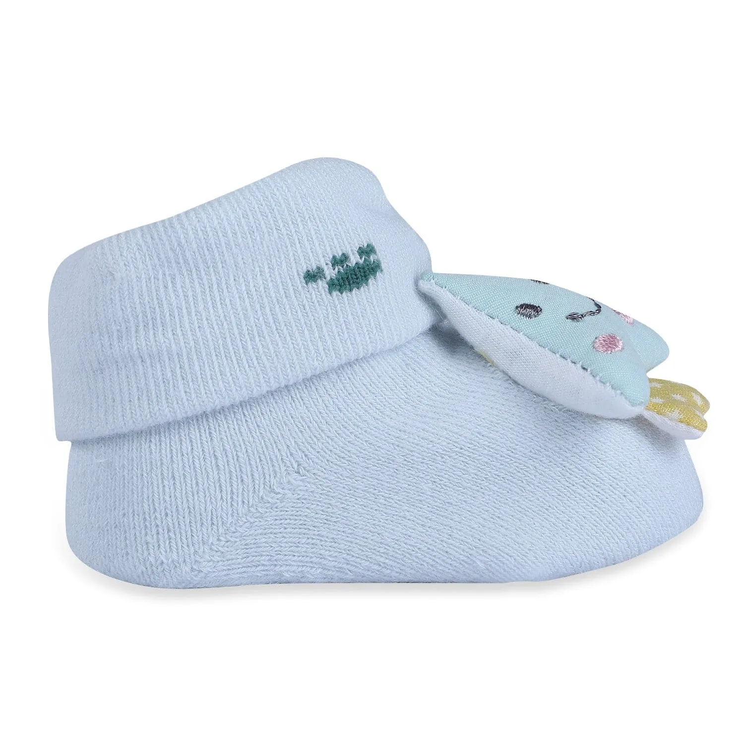 Baby Moo Smiling Tree Cotton Anti-Skid 3D Socks - Blue
