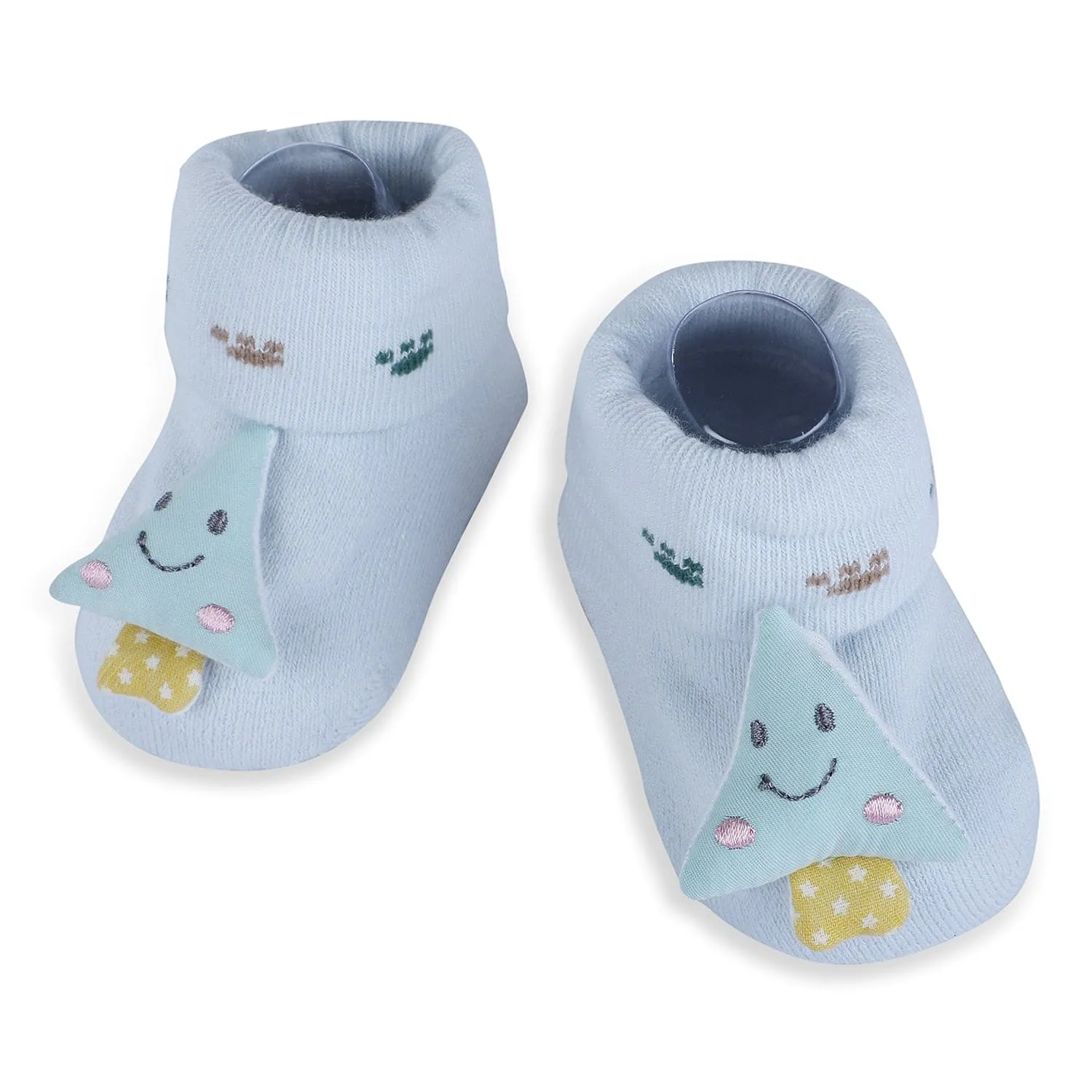 Baby Moo Smiling Tree Cotton Anti-Skid 3D Socks - Blue