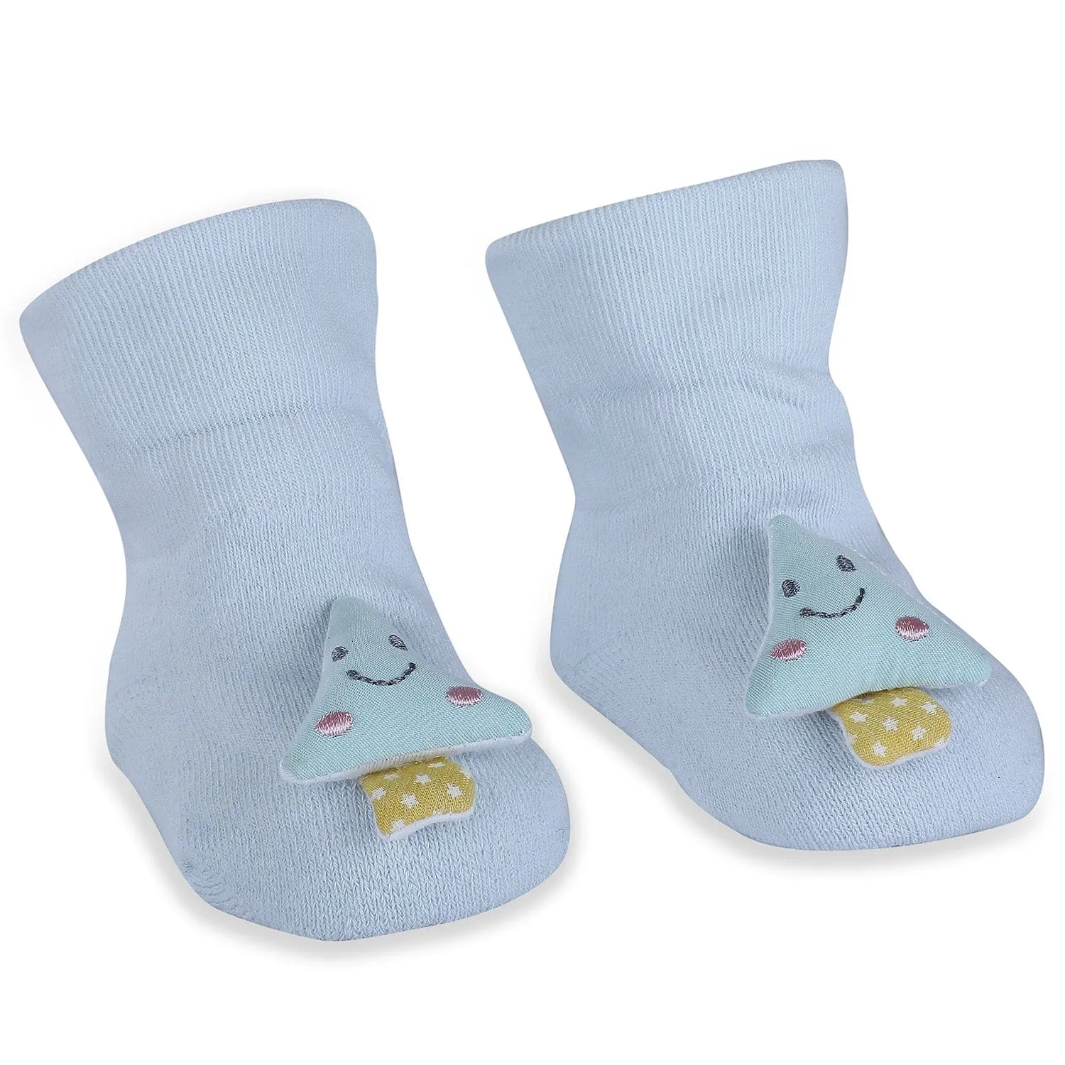 Baby Moo Smiling Tree Cotton Anti-Skid 3D Socks - Blue