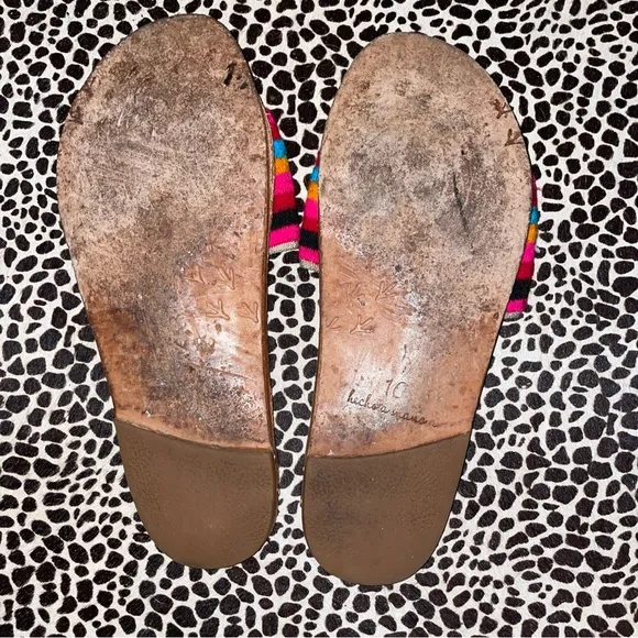 BEEK Lovebird Anthropologie Slides Sandals Colorful Stripes Sz 10