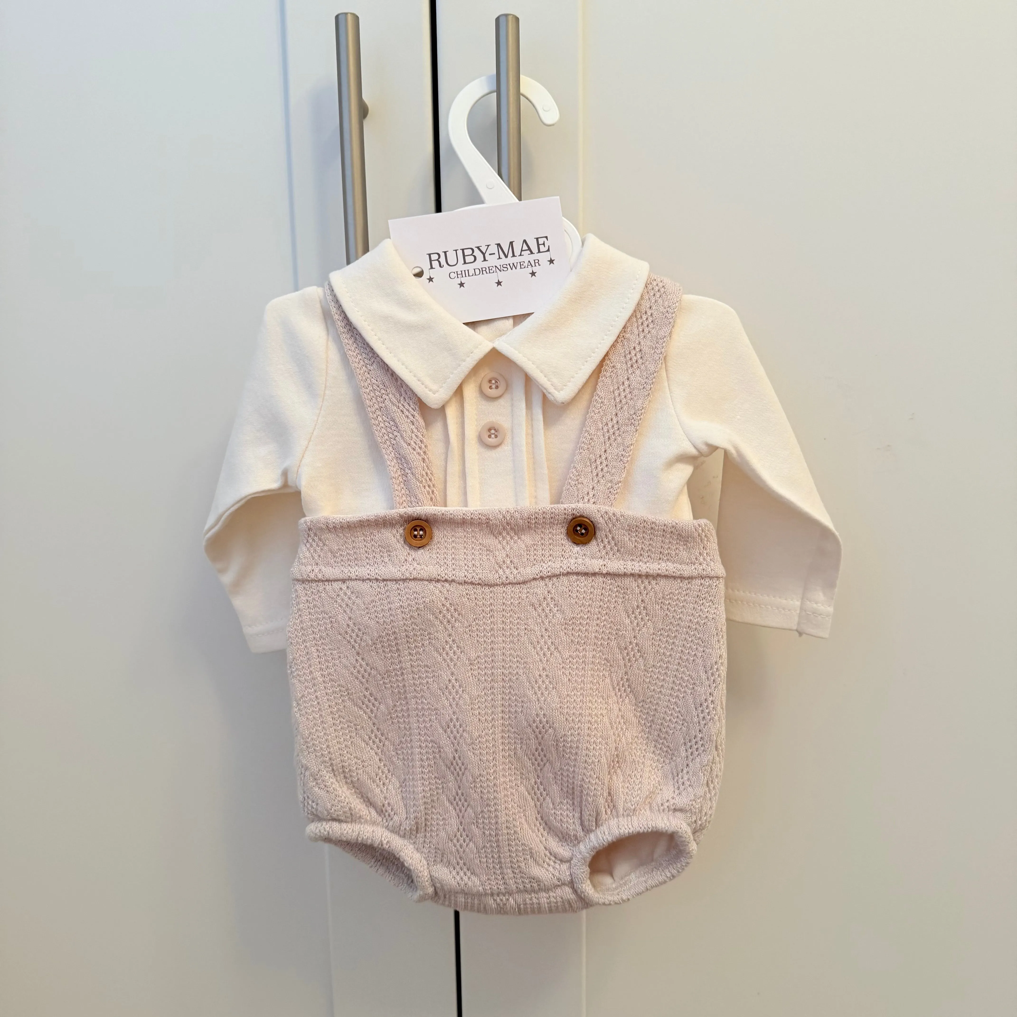 Beige Dungaree & Matching Shirt - Adam