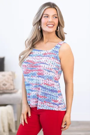 Blue and Red Abstract Lightweight Sweater Tank