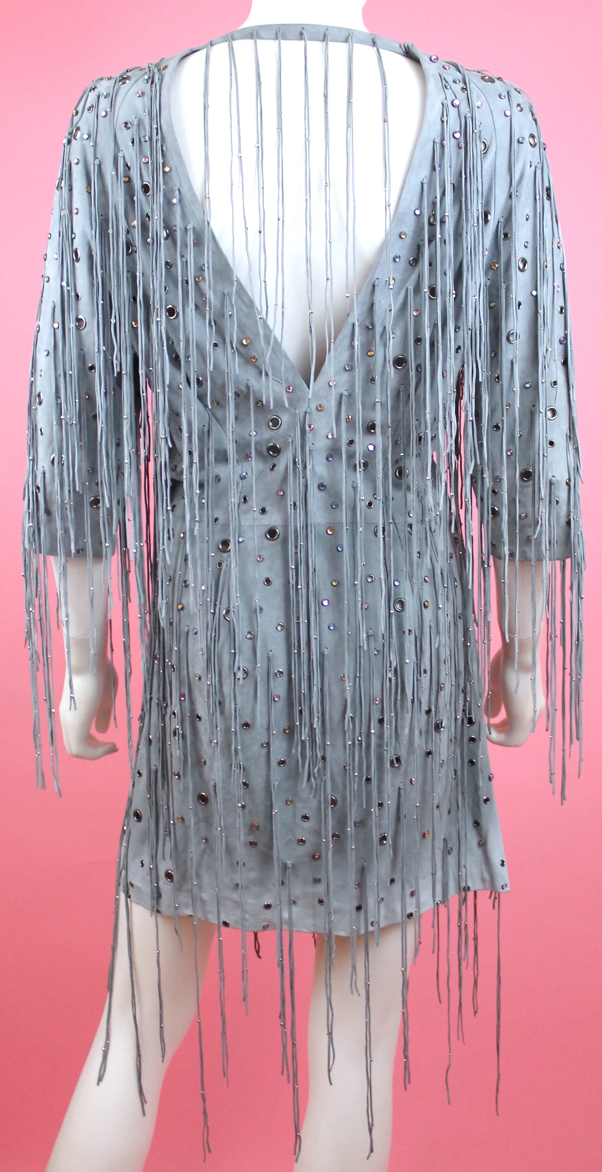 Bottega Veneta Arctic Suede Fringe Dress, SS 18, Size 4