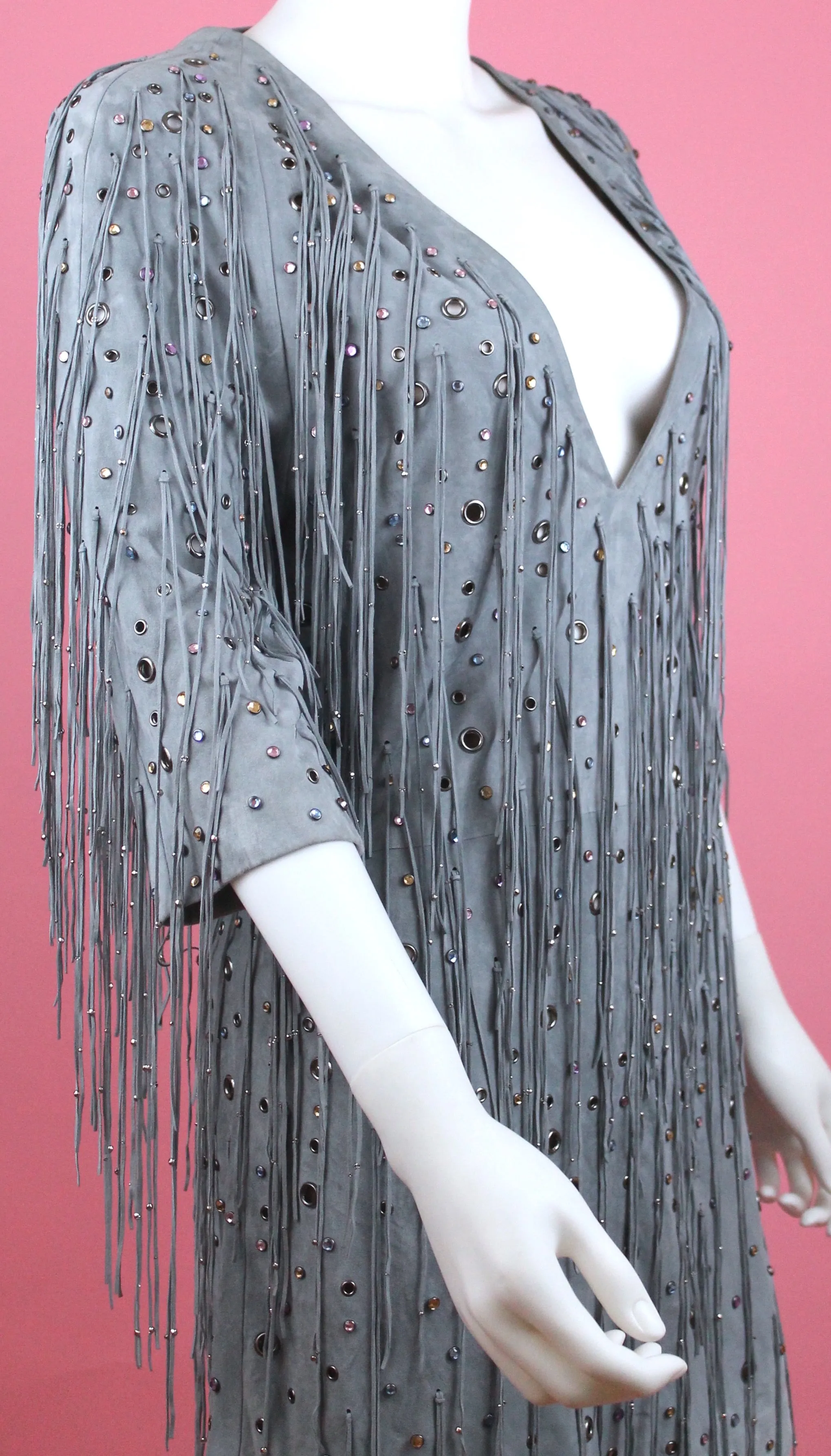 Bottega Veneta Arctic Suede Fringe Dress, SS 18, Size 4