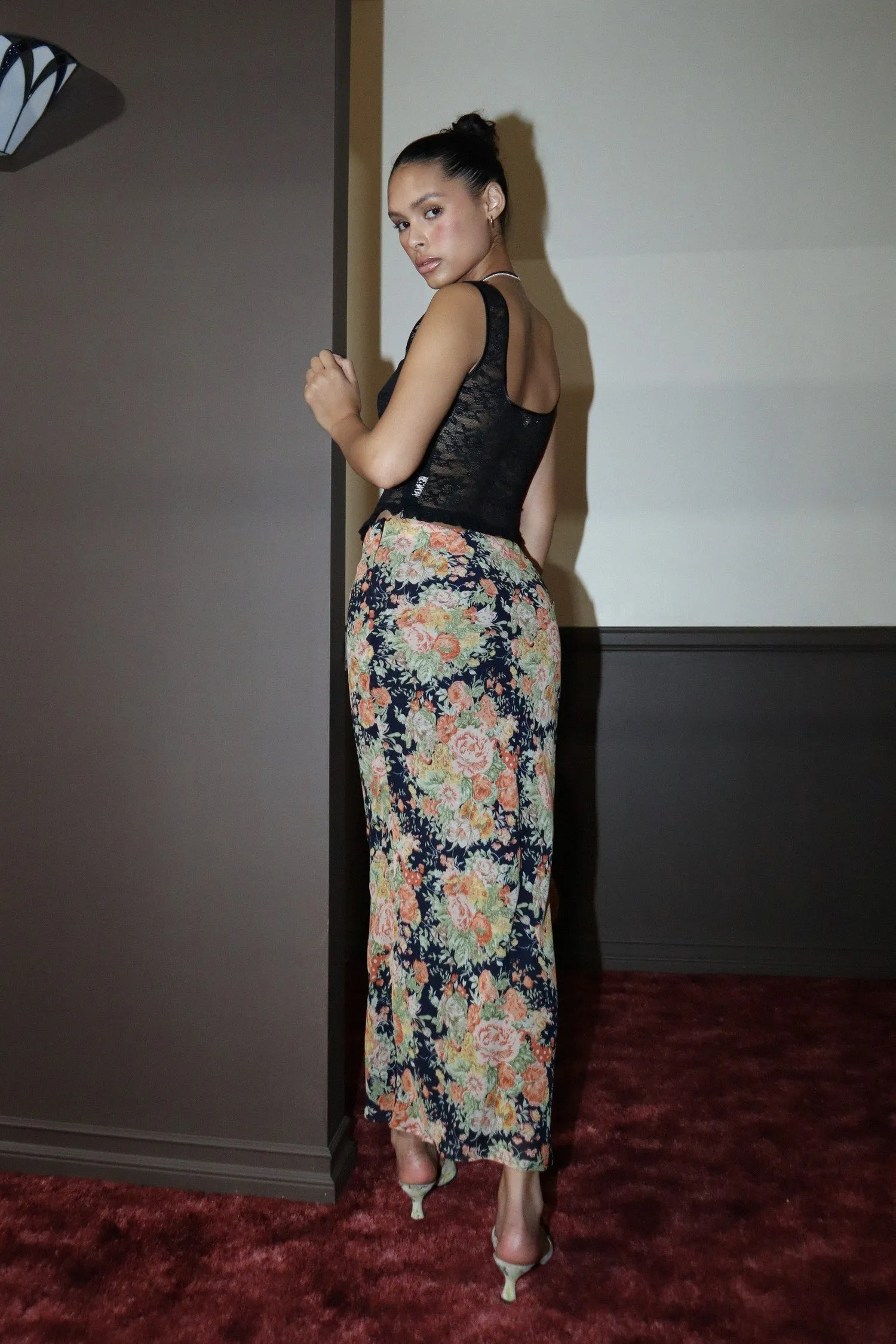Bouquet Maxi Skirt Navy
