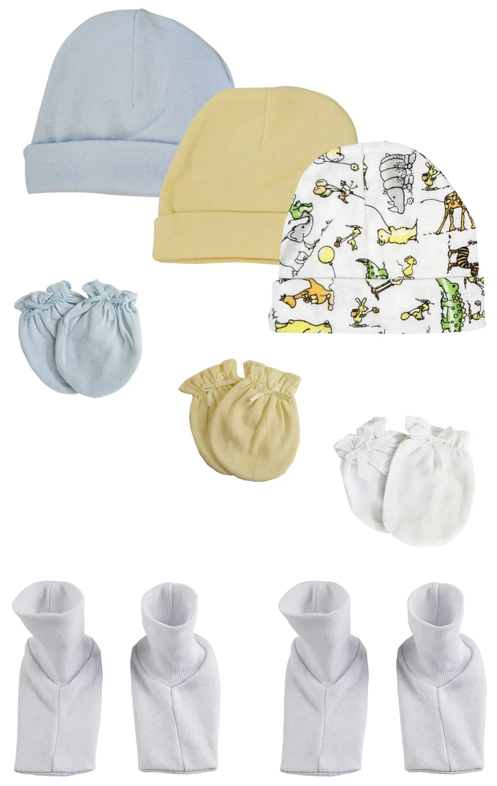 Boys Baby Caps, Booties and Mittens (Pack of 8) NC_0292