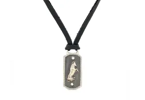 Bull Shield Pendant Leather Necklace