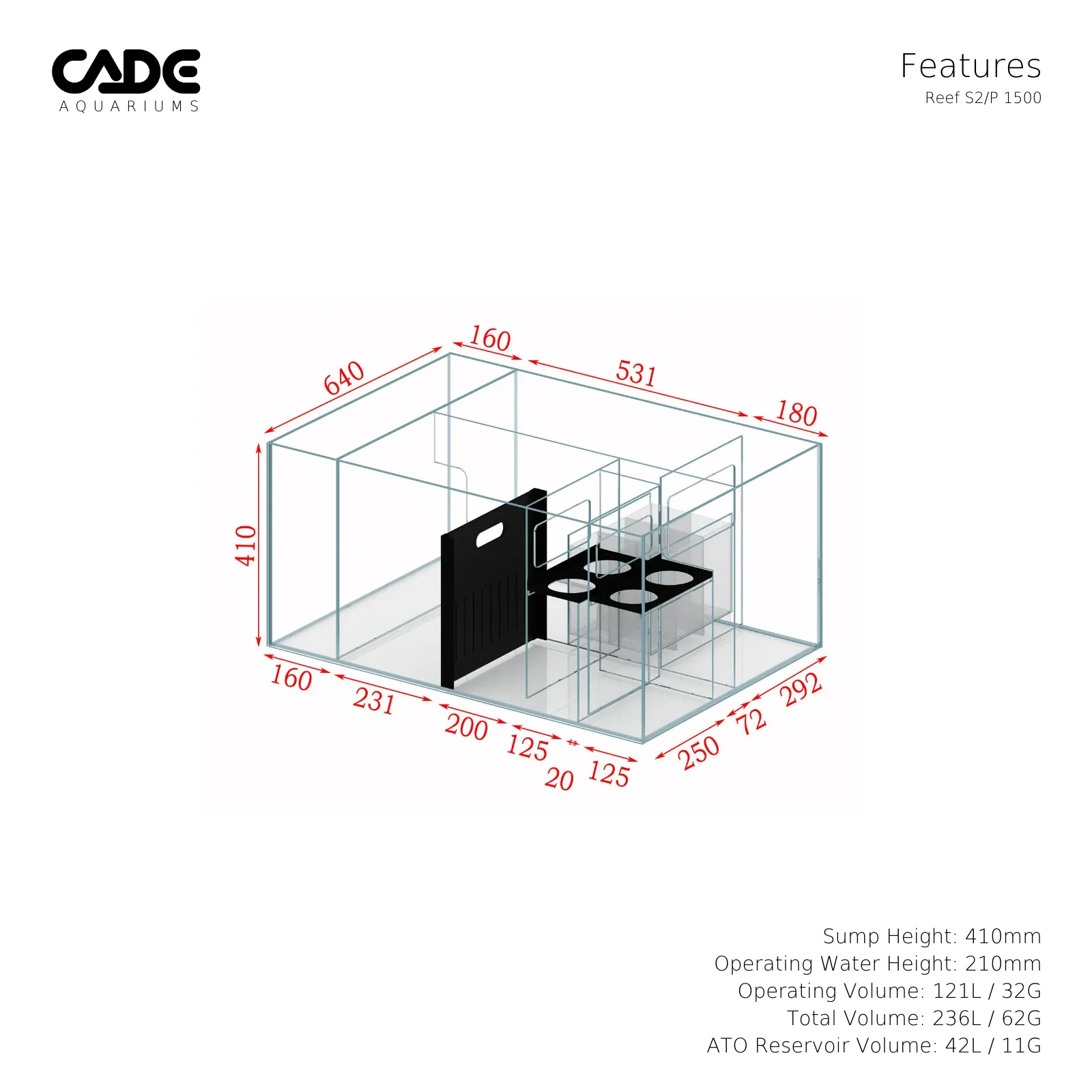 CADE Reef Peninsula S2 1500 (P1500) - Black