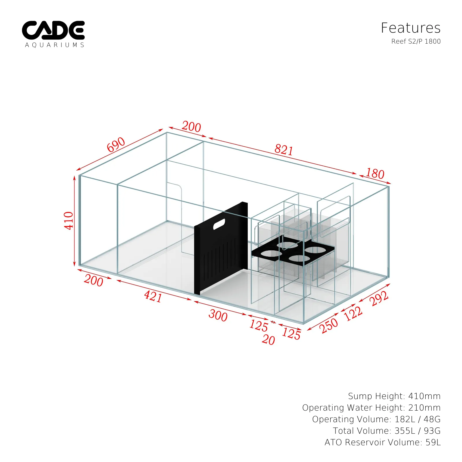 CADE Reef Peninsula S2 1800 (P1800) - Black
