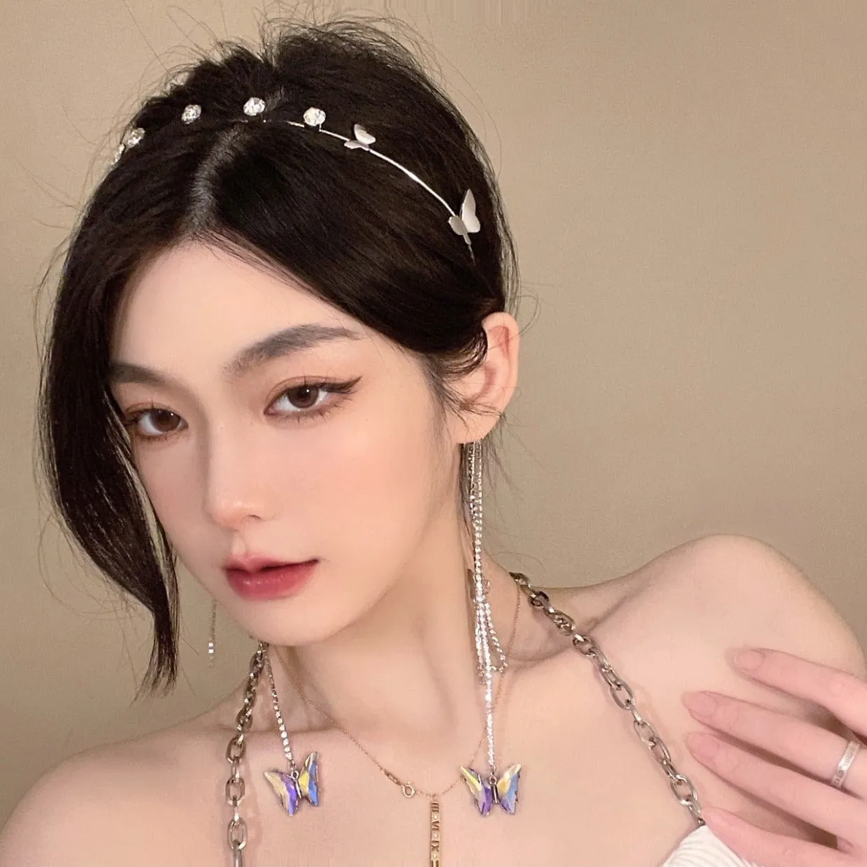 Chic Crystal Butterfly Tassel Hair Band