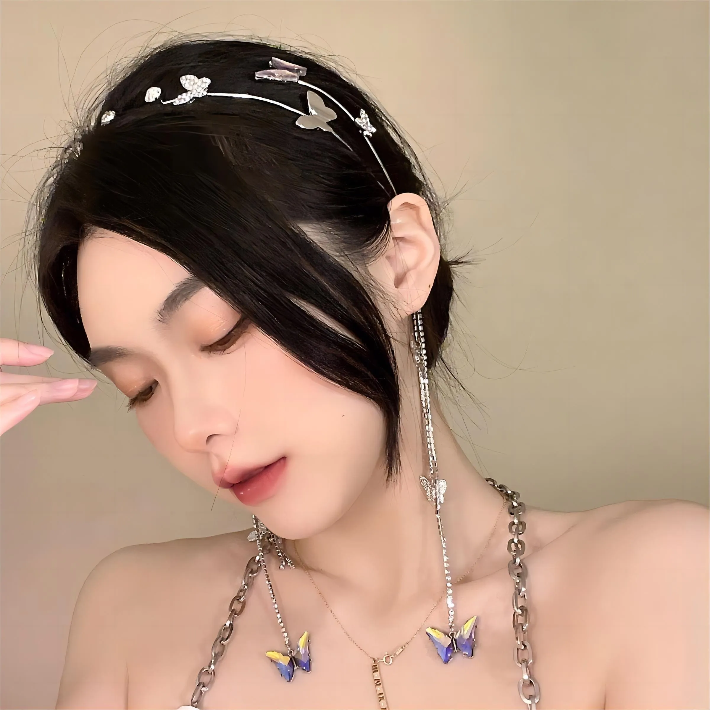 Chic Crystal Butterfly Tassel Hair Band
