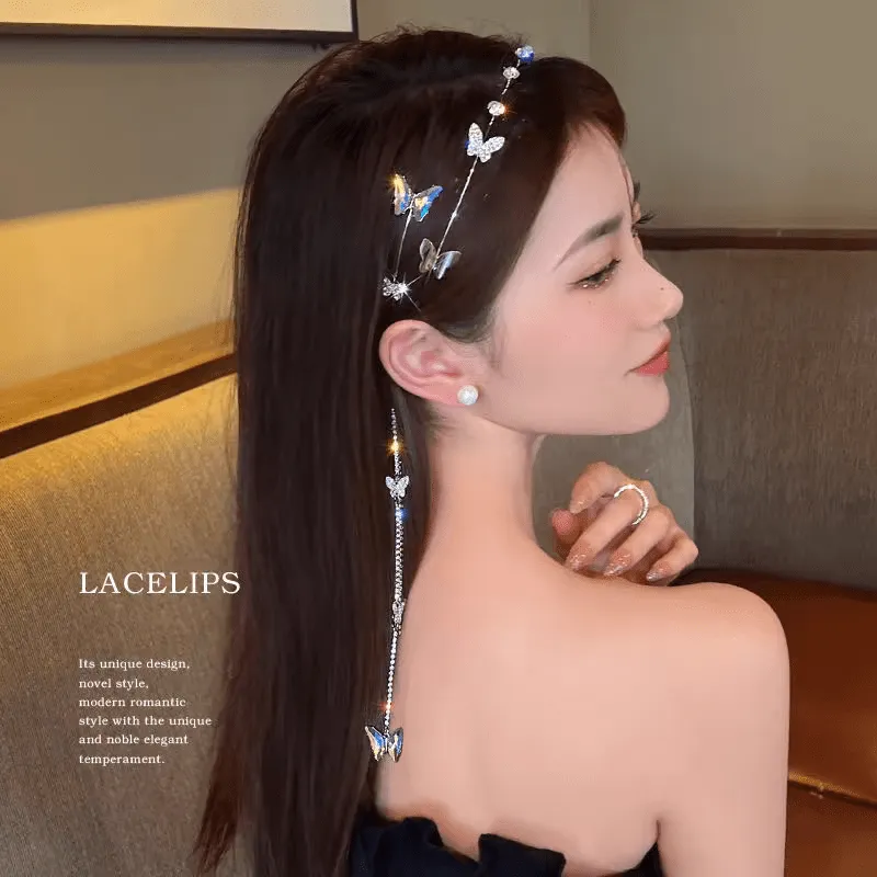 Chic Crystal Butterfly Tassel Hair Band