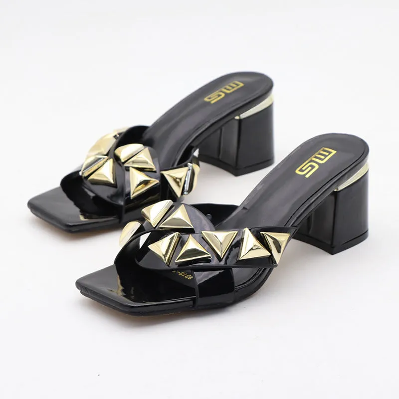 Chunky Heel Sandals: Simple & Stylish | Open Toe, Square Head Design, Outdoor Sandals