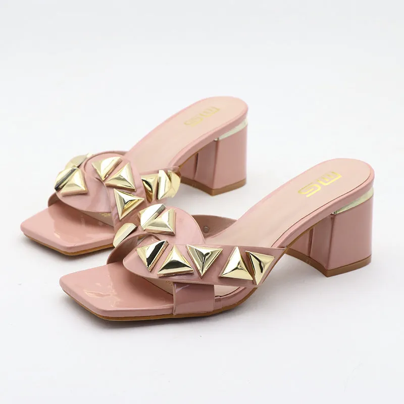Chunky Heel Sandals: Simple & Stylish | Open Toe, Square Head Design, Outdoor Sandals