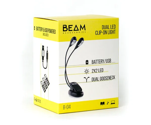 Clip-On Flexible Dual LED Music Stand Light (Battery or USB)