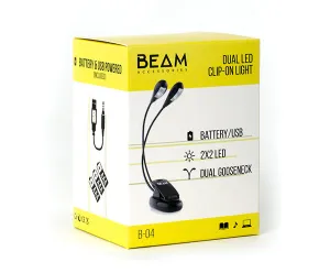 Clip-On Flexible Dual LED Music Stand Light (Battery or USB)