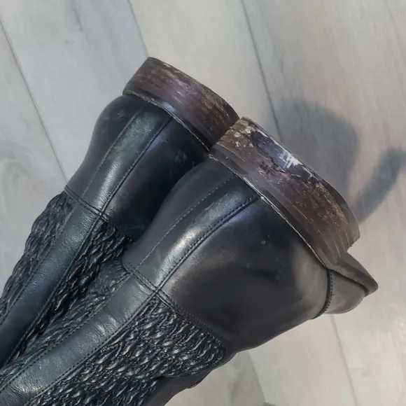 Cole Haan Womens Tall Moto Leather Booties shoes sz 9.5B