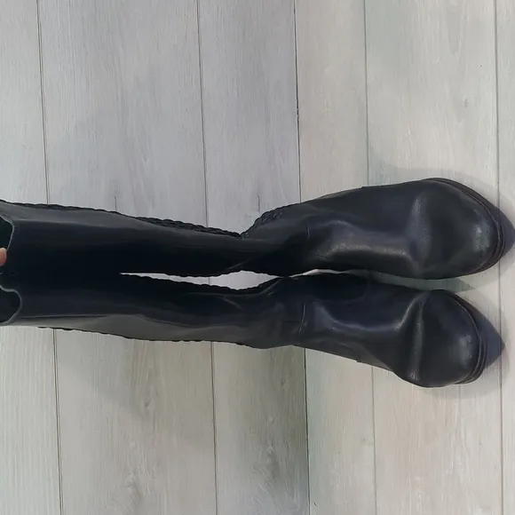 Cole Haan Womens Tall Moto Leather Booties shoes sz 9.5B