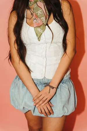 Denim Puff Hem Mini Skirt SS2576