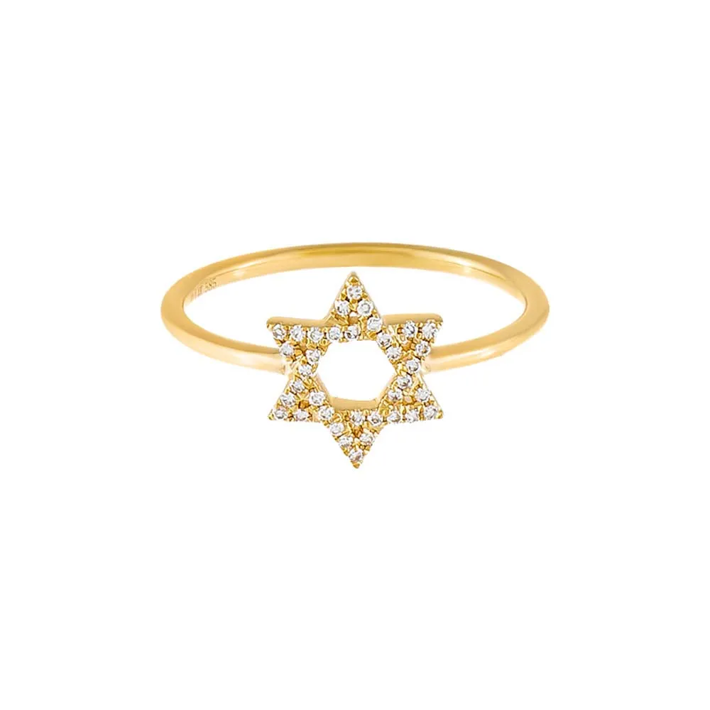 Diamond Star of David Ring 14K